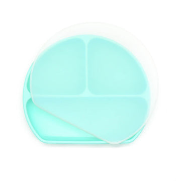 Farfurie diversificare bebelusi, cu capac - Mint, silicon, 6 luni+